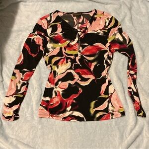 BOLD elements Black and Pink Floral Long Sleeve Top